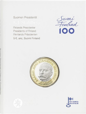 Suomi 5 € 2016 Suomen Presidentit - K.J. Ståhlberg, Proof