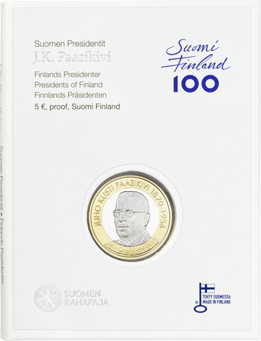 Suomi 5 € 2017 Suomen Presidentit - J.K. Paasikivi, Proof