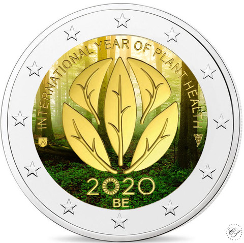 Belgia 2 € 2020 Kasvinterveysvuosi, väritetty (#1)