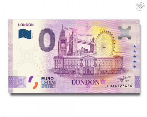 Iso-Britannia 0 € 2020 Lontoo-nollaseteli -juhlavuosiversio UNC