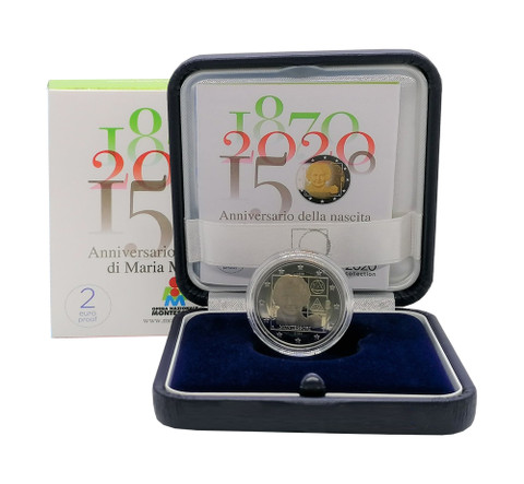 Italia 2 € 2020 Maria Montessori 150 vuotta, Proof