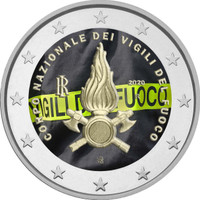 Italia 2 € 2020 Palovoimat, väritetty (#1)