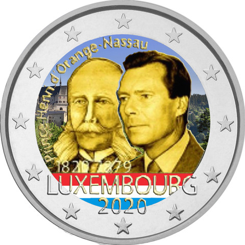 Luxemburg 2 € 2020 Prinssi Henry 200 v., väritetty (#1)
