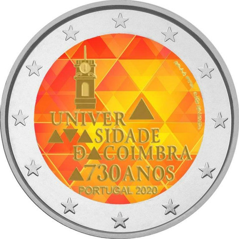 Portugali 2 € 2020 Coimbran yliopisto, väritetty (#1)