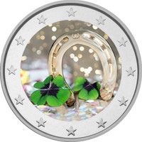 Hyvää Uutta Vuotta 2 € 2020 -juhlaraha, väritetty (#1)