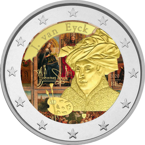 Belgia 2 € 2020 Jan van Eyck, väritetty (#2)