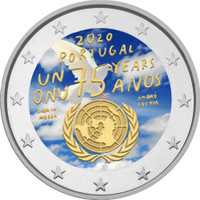 Portugali 2 € 2020 Yhdistyneet Kansakunnat 75 v., väritetty (#1)