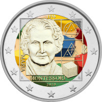 Italia 2 € 2020 Maria Montessori 150 vuotta, väritetty (#1)