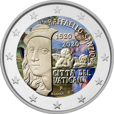 Vatikaani 2 € 2020 Raffaello, väritetty (#1)
