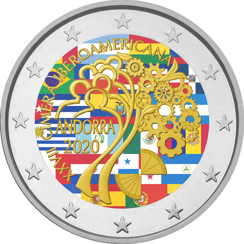 Andorra 2 € 2020 Iberoamerikkalainen huippukokous BU, väritetty (#2)