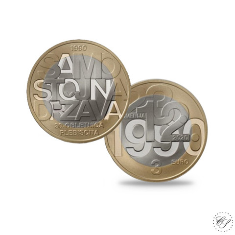 Slovenia 3 € 2020 Kansanäänestys itsenäisyydestä 30 v.