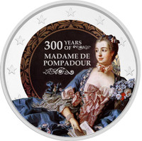 Madame de Pompadour 2 € -juhlaraha, väritetty
