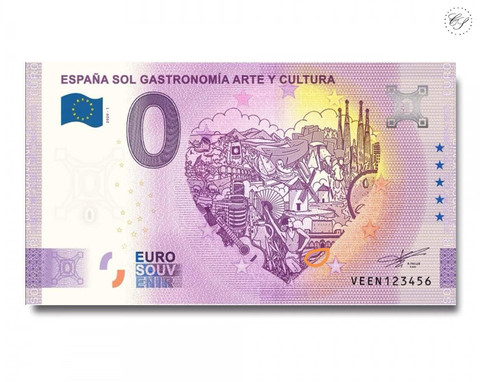 Espanja 0 € 2020 Gastronomia -nollaseteli -juhlavuosiversio UNC