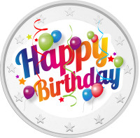 Hyvää Syntymäpäivää 2 € 2021 juhlaraha, väritetty