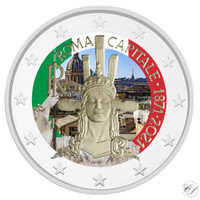 Italia 2 € 2021 Pääkaupunki Rooma 150 vuotta, väritetty (#1)
