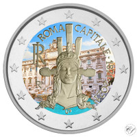 Italia 2 € 2021 Pääkaupunki Rooma 150 vuotta, väritetty (#2)
