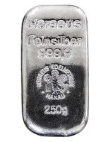 Heraeus 250g hopeaharkko 99,9%