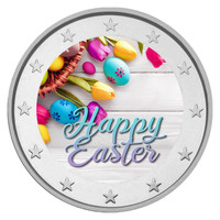 Pääsiäinen 2 € 2021 juhlaraha, väritetty (#1)