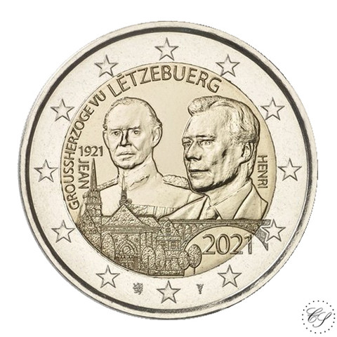 Luxemburg 2 € 2021 Suurherttua Jean 100 v., normaali versio
