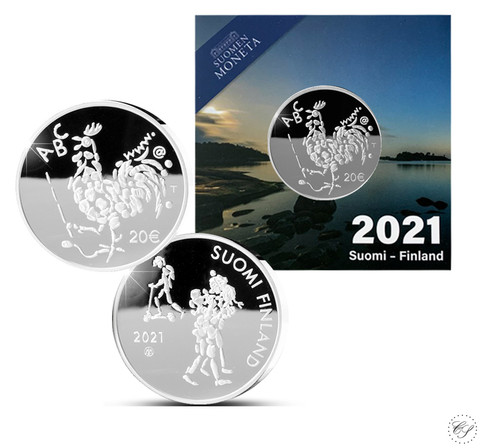 Suomi 20 € 2021 Oppivelvollisuuslaki 100 vuotta Ag, numeroitu