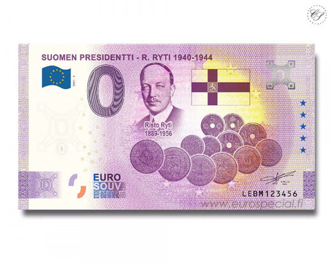Suomi 0 € 2021 Risto Ryti - Suomen Presidentit UNC