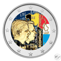Belgia 2 € 2021 Talousliitto 100 vuotta BU, väritetty (#2)