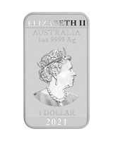 Australia 2021 Lohikäärme hopeaharkko BU 1oz