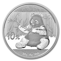 Kiina 10 ¥ 2017 Panda 30g hopearaha