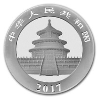 Kiina 10 ¥ 2017 Panda 30g hopearaha