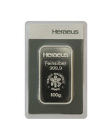 Heraeus 100g hopeaharkko 99,9%