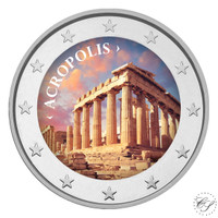 Akropolis-kukkula 2 € 2021 juhlaraha, väritetty 