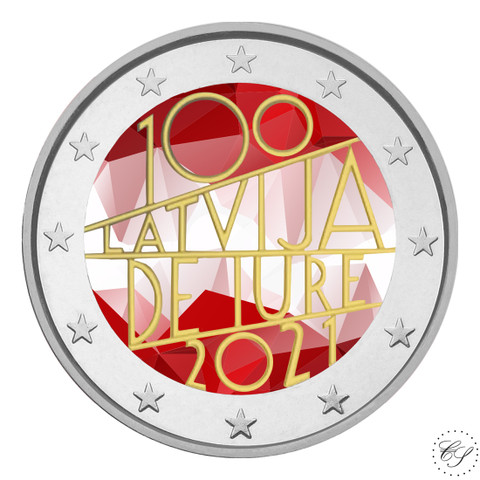 Latvia 2 € 2021 De Iure 100, väritetty (#1)