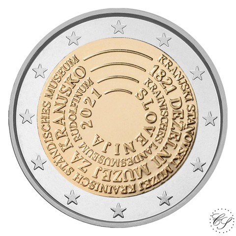 Slovenia 2 € 2021 Carniolan museo 200 vuotta