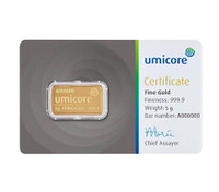 Kultalaatta 5 g Umicore