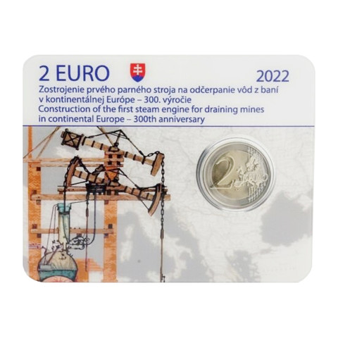 Slovakia 2 € 2022 Höyrykone 300 vuotta BU coincard