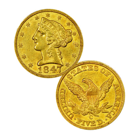USA 1847 Liberty Head KULTA ¼ oz