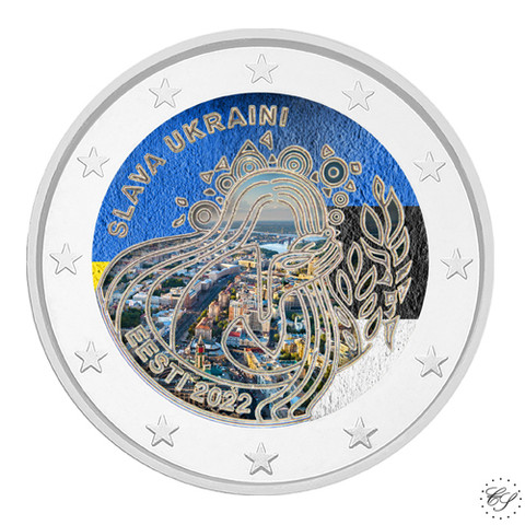 Viro 2 € 2022 Ukraina & Vapaus, väritetty (#4)