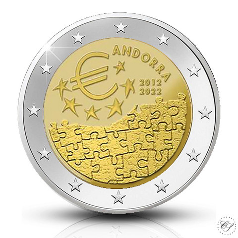 Andorra 2 € 2022 Valuuttasopimus 10 vuotta, BU coincard