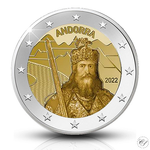 Andorra 2 € 2022 Charlemagnen legenda, BU coincard