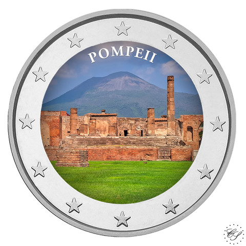 Pompeji & Monumentit 2 € 2023 juhlaraha, väritetty