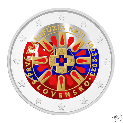 Slovakia 2 € 2023 Ensimmäinen verensiirto 100 v., väritetty (#1)