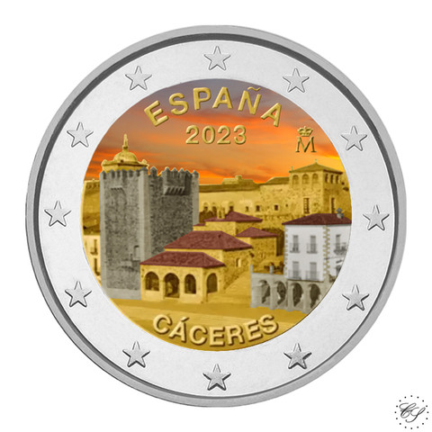 Espanja 2 € 2023 Caceres, väritetty (#2)