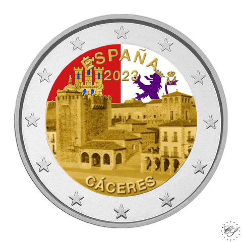 Espanja 2 € 2023 Caceres, väritetty (#3)