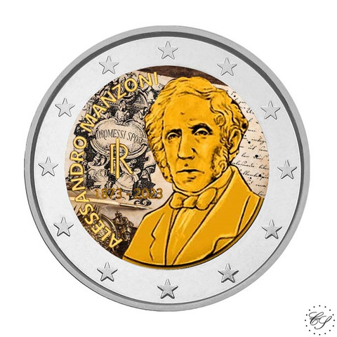 Italia 2 € 2023 Alessandro Manzoni, väritetty (#1)