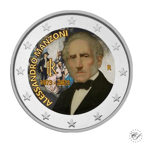 Italia 2 € 2023 Alessandro Manzoni, väritetty (#4)