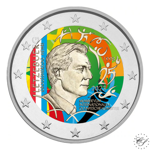 Luxemburg 2 € 2023 Olympiakomitean jäsenyys, väritetty (#1)