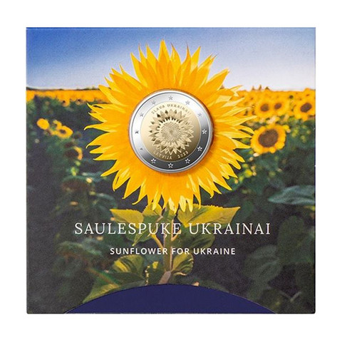 Latvia 2 € 2023 Auringonkukka & Ukraina, BU coincard