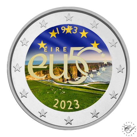 Irlanti 2 € 2023 EU 50 vuotta, väritetty (#1)