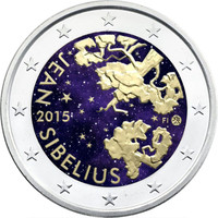 Suomi 2 € 2015 Jean Sibelius väritetty