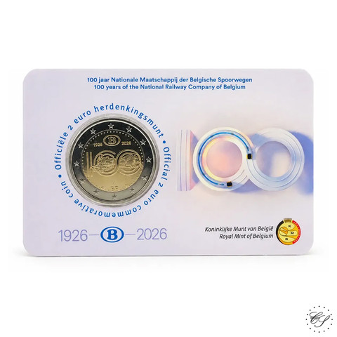 Belgia 2 € 2026 Kansalliset rautatiet 100 vuotta BU coincard